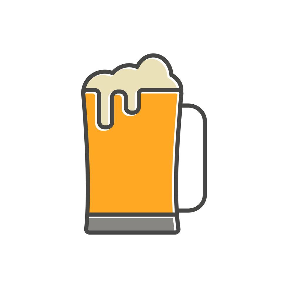 una ilustración de un vaso de cerveza en un moderno diseño plano vector