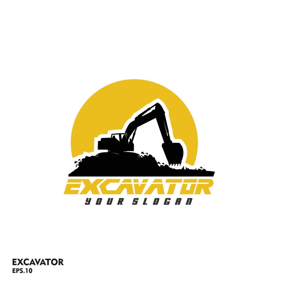 Excavator logo template, heavy equipment for construction logo vector