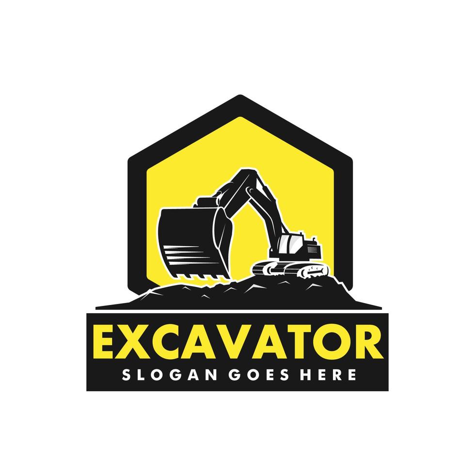 Excavator logo template, heavy equipment for construction logo vector