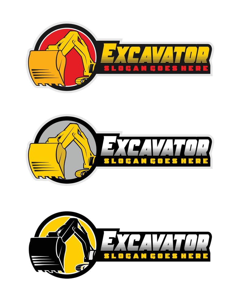 Excavator logo template, heavy equipment for construction logo vector