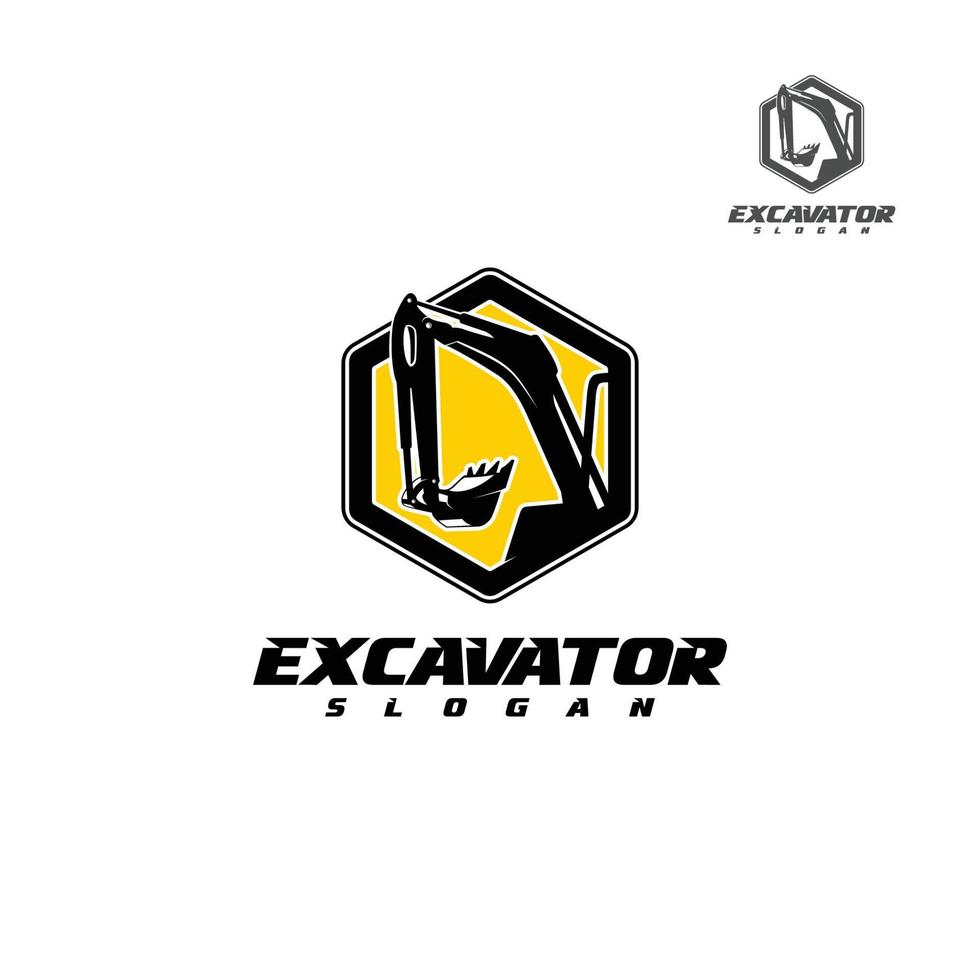 Excavator logo template, heavy equipment for construction logo vector