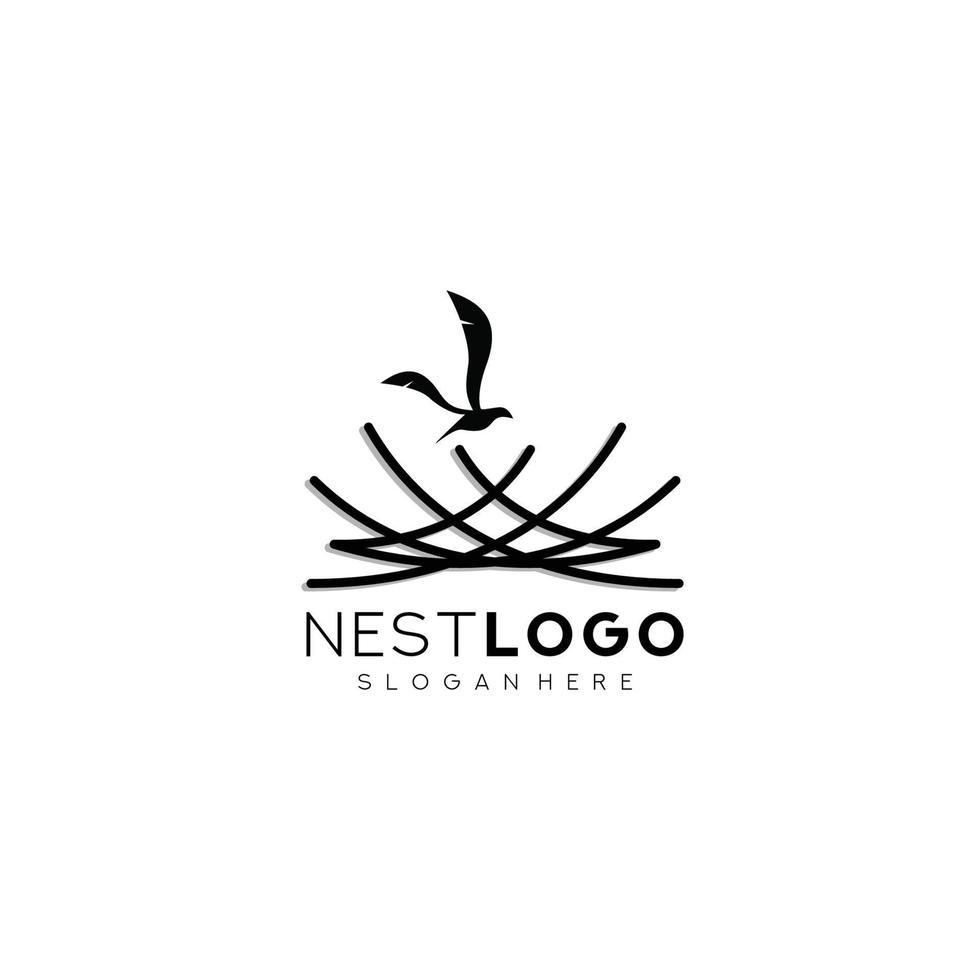 Ilustración de vector de plantilla de diseño de logotipo de nido de pájaro
