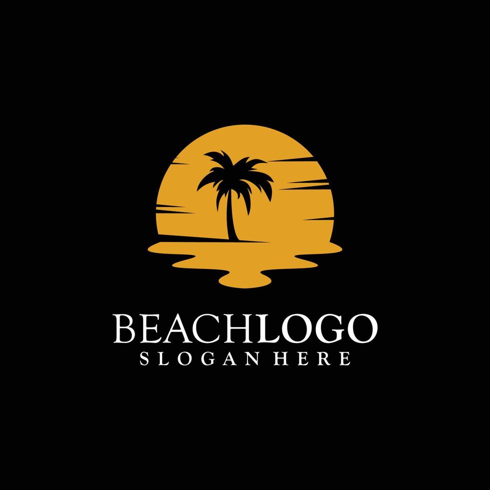 Beach, Sea, Sunset, Sunrise, logo design Vector illustration