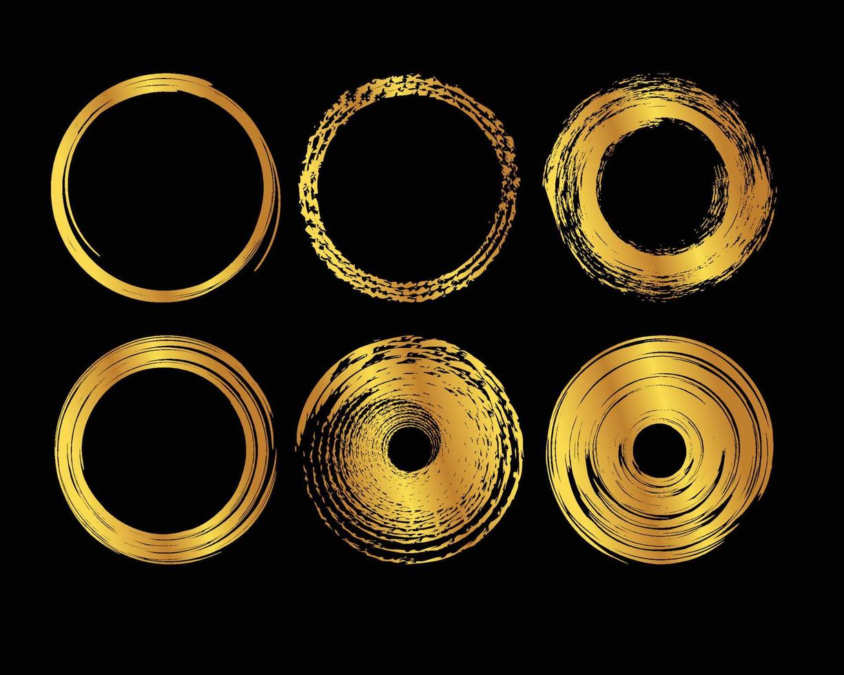 Set of Hand Drawn Circles Gold design elements vector template