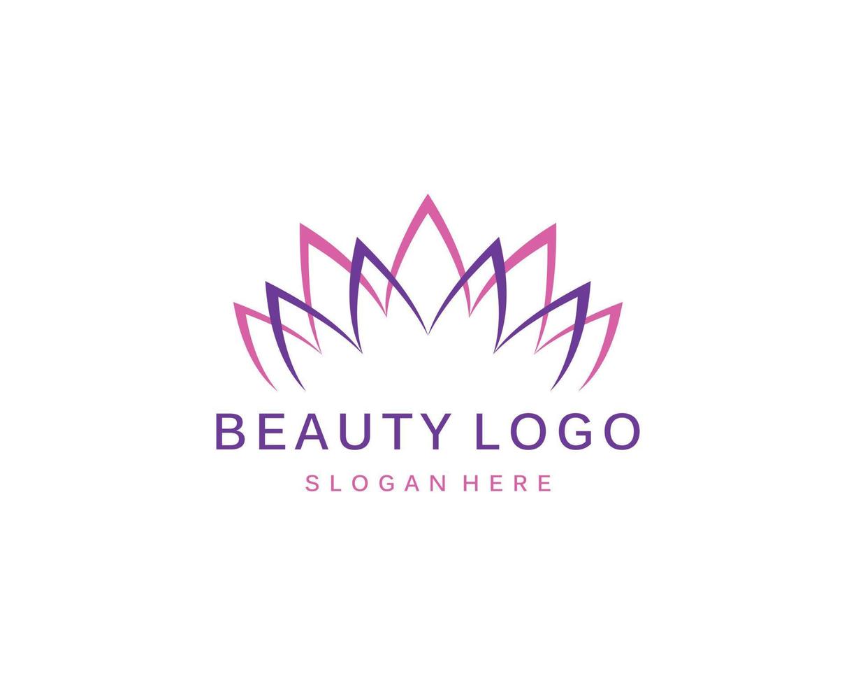 logotipo de flor de loto. plantilla de diseño vectorial de iconos de loto sobre fondo oscuro y rosa en estilo plano y de contorno con efecto dorado para eco, belleza, spa, yoga, empresas médicas. vector