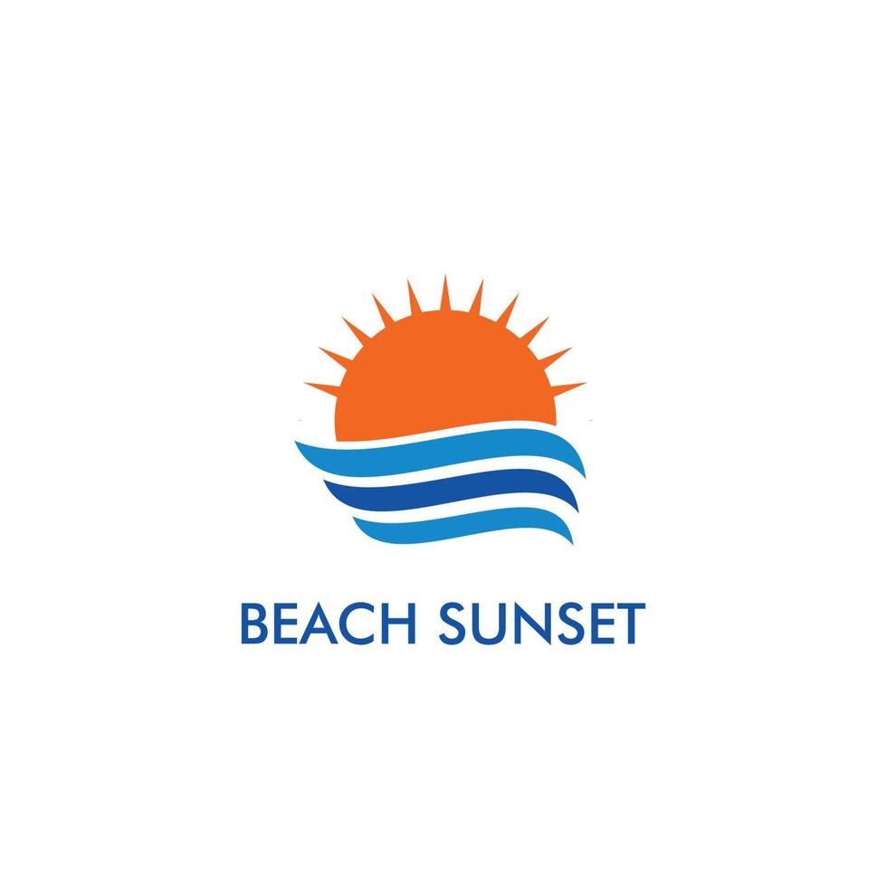 Beach, Sea, Sunset, Sunrise, logo design Vector illustration