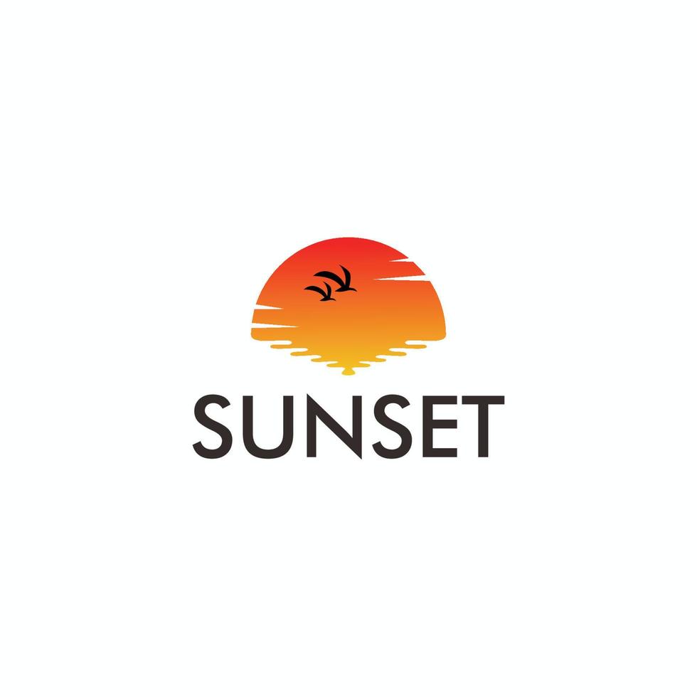 Beach, Sea, Sunset, Sunrise, logo design Vector illustration