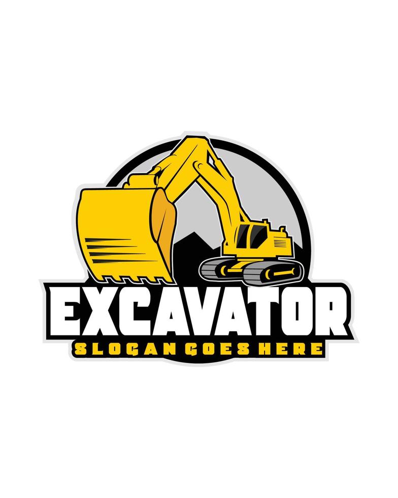 Excavator logo template, heavy equipment for construction logo vector