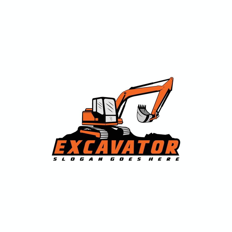 Excavator logo template, heavy equipment for construction logo vector