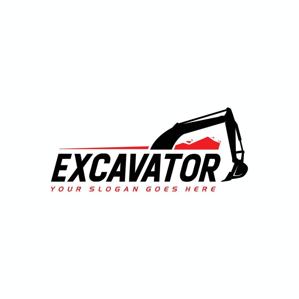 Excavator logo template, heavy equipment for construction logo vector