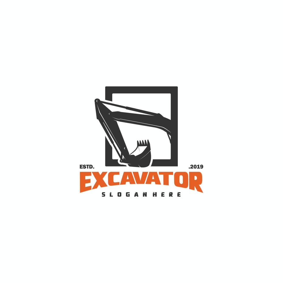 Excavator logo template, heavy equipment for construction logo vector