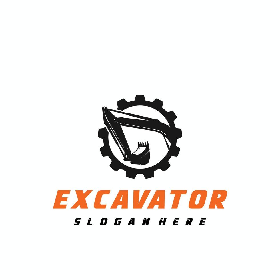 Excavator logo template, heavy equipment for construction logo vector