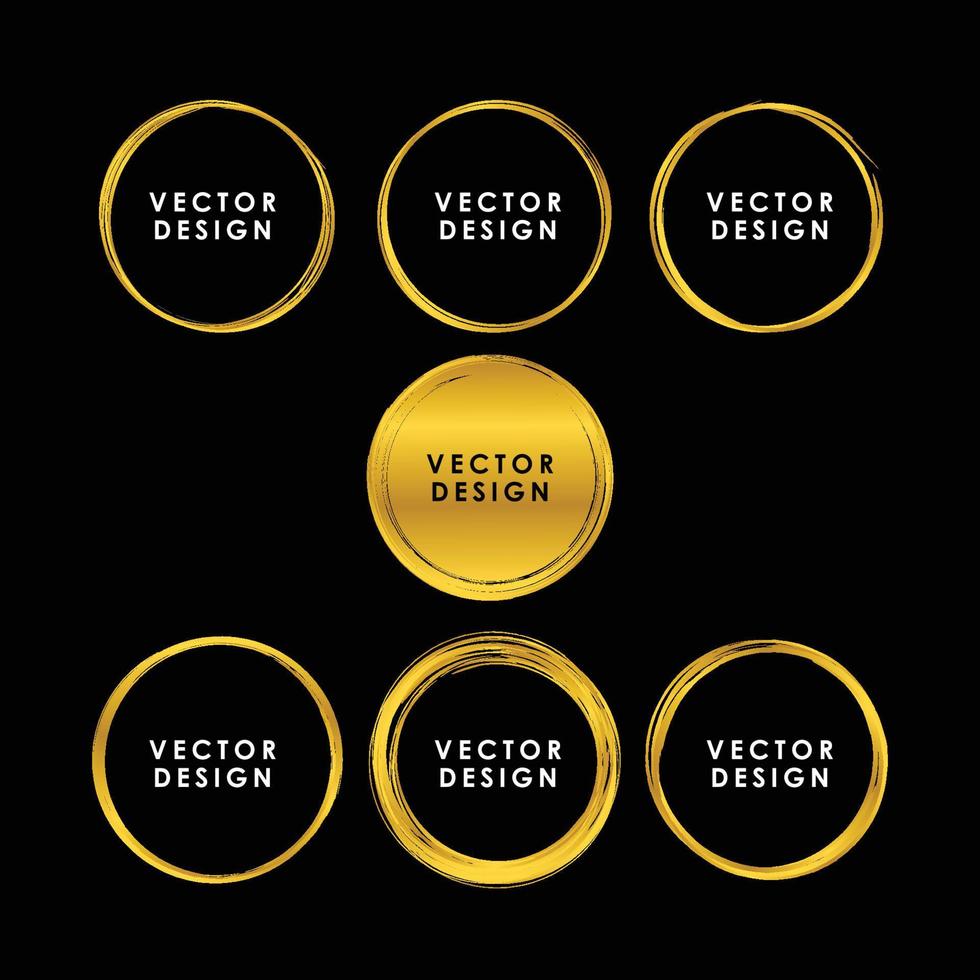 conjunto de círculos dibujados a mano plantilla de vector de elementos de diseño de oro