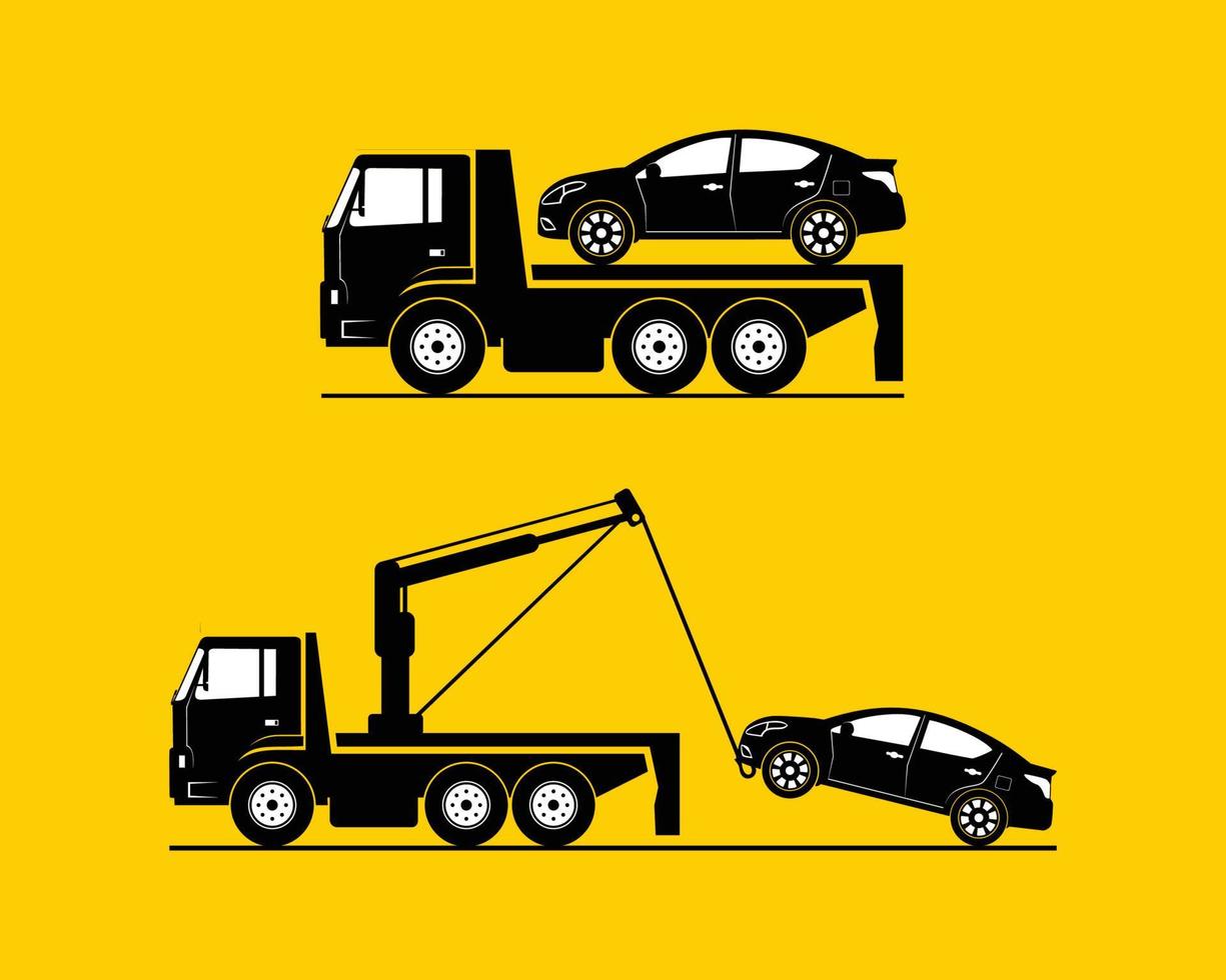 Truck delivers the cars vector