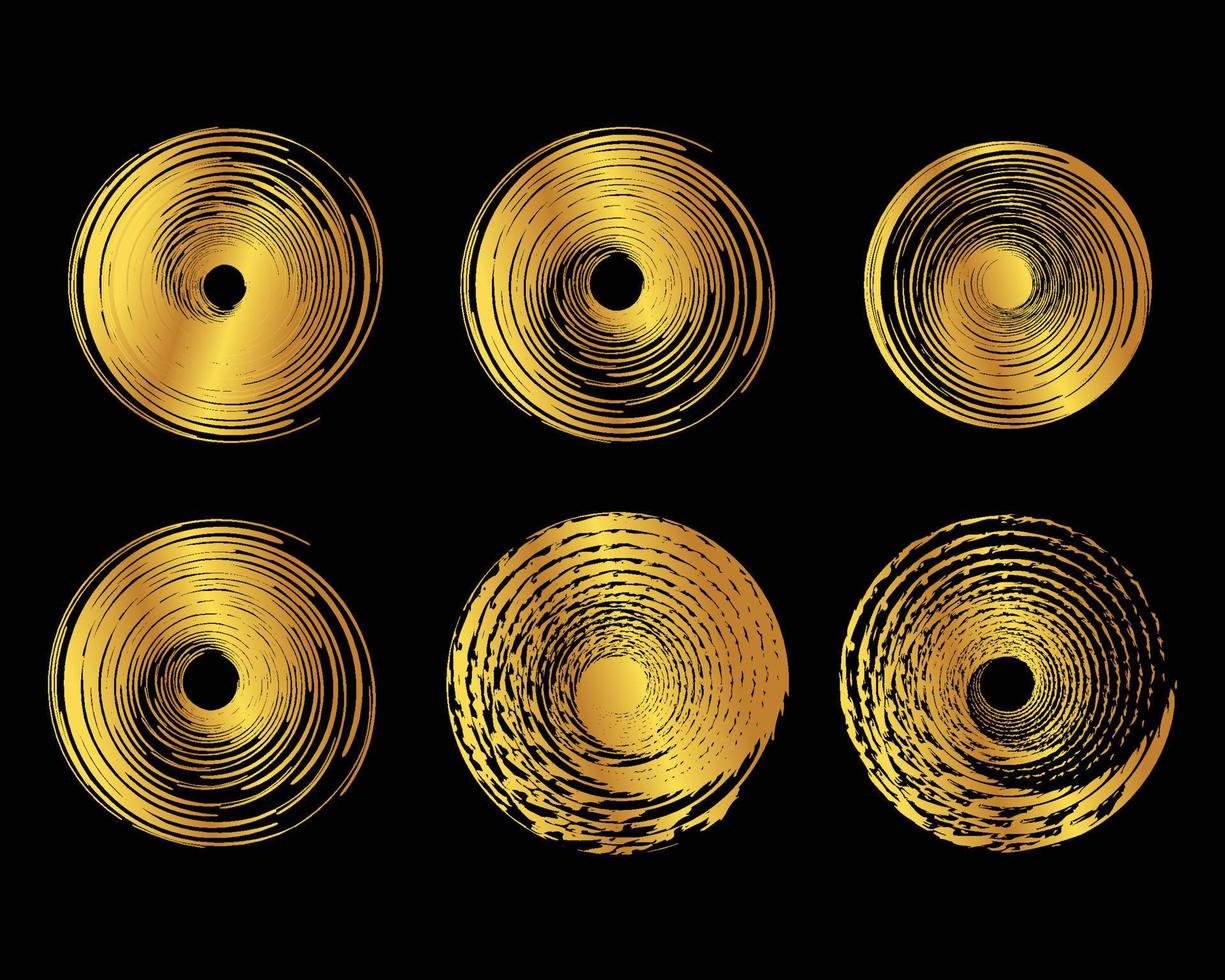 Set of Hand Drawn Circles Gold design elements vector template