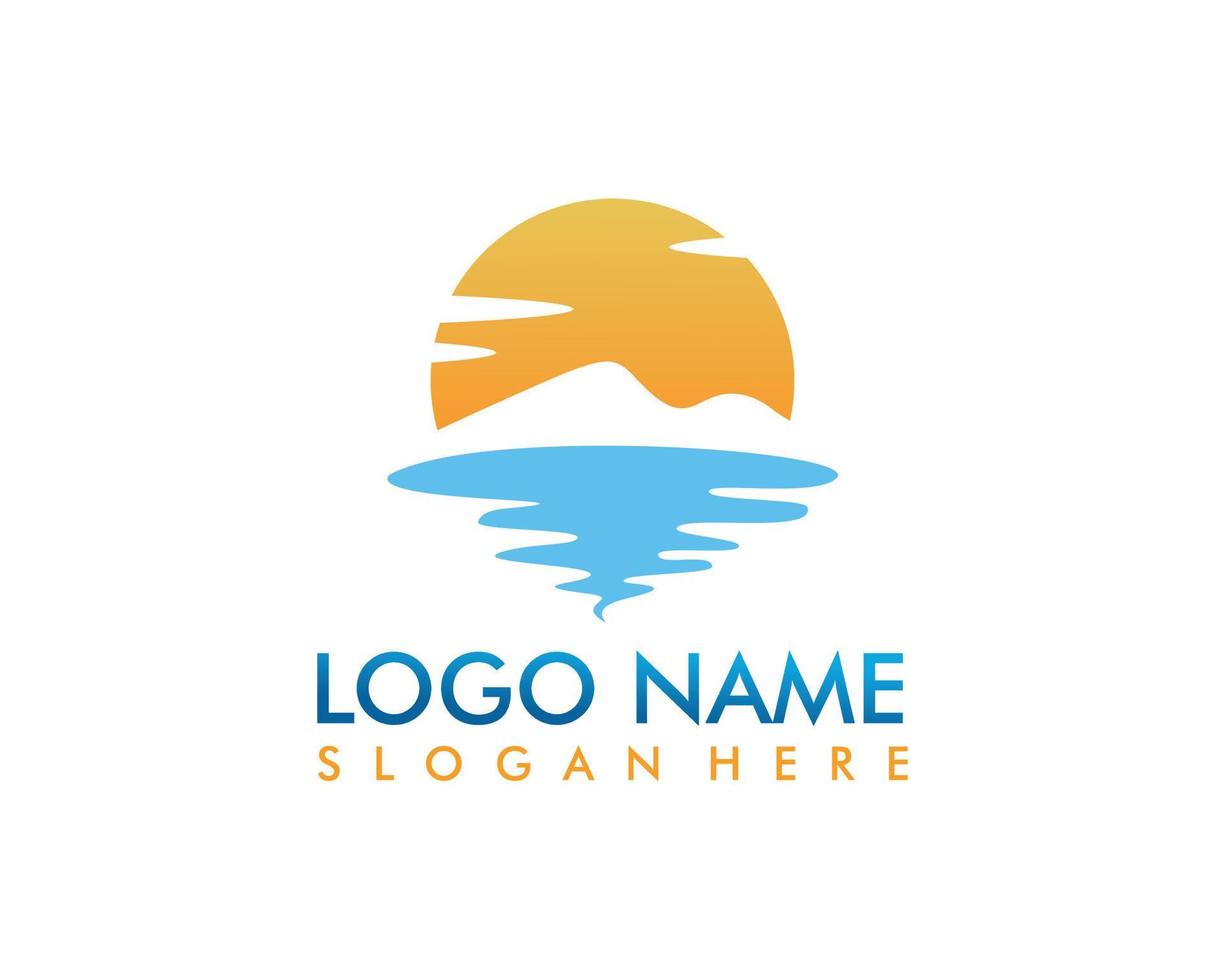 Beach, Sea, Sunset, Sunrise, logo design Vector illustration