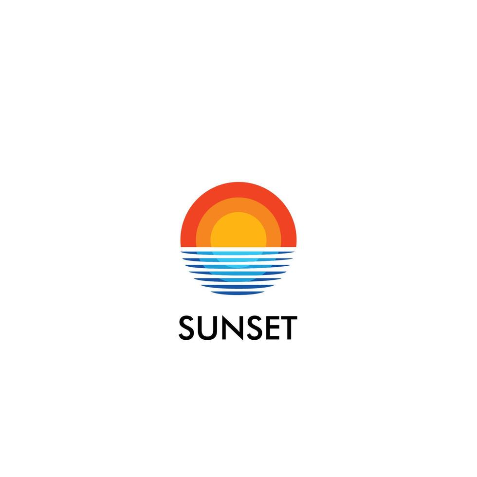 Beach, Sea, Sunset, Sunrise, logo design Vector illustration