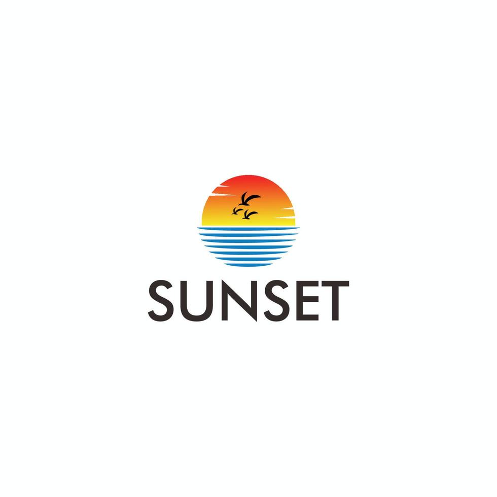 Beach, Sea, Sunset, Sunrise, logo design Vector illustration 10235787 ...