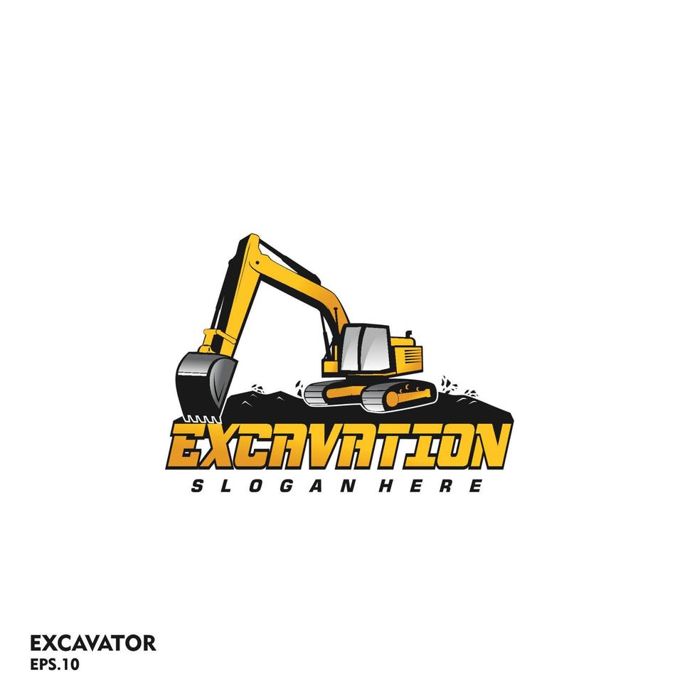 plantilla de logotipo de excavadora, equipo pesado para logotipo de construcción vector