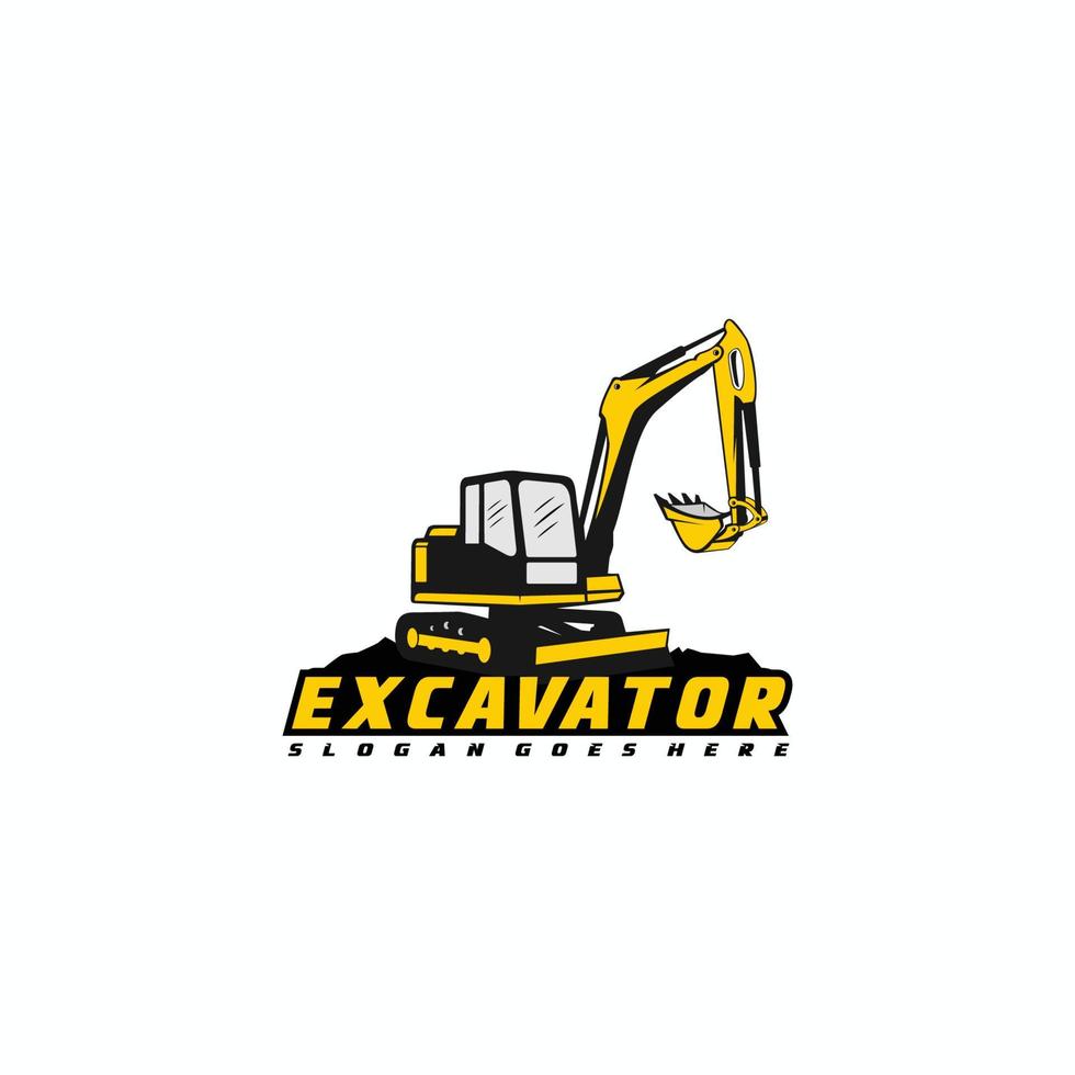 Excavator logo template, heavy equipment for construction logo vector