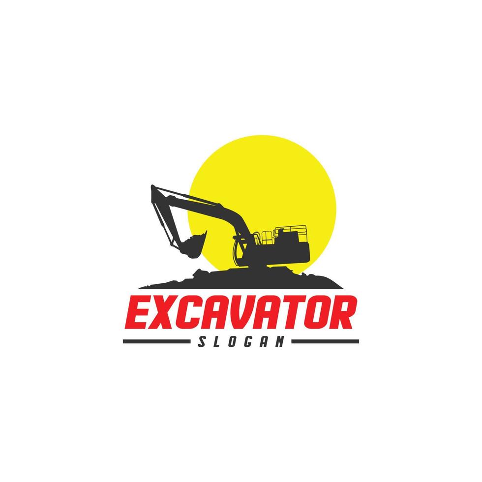 Excavator logo template, heavy equipment for construction logo vector