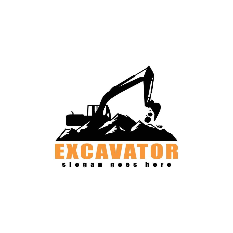 plantilla de logotipo de excavadora, equipo pesado para logotipo de construcción vector