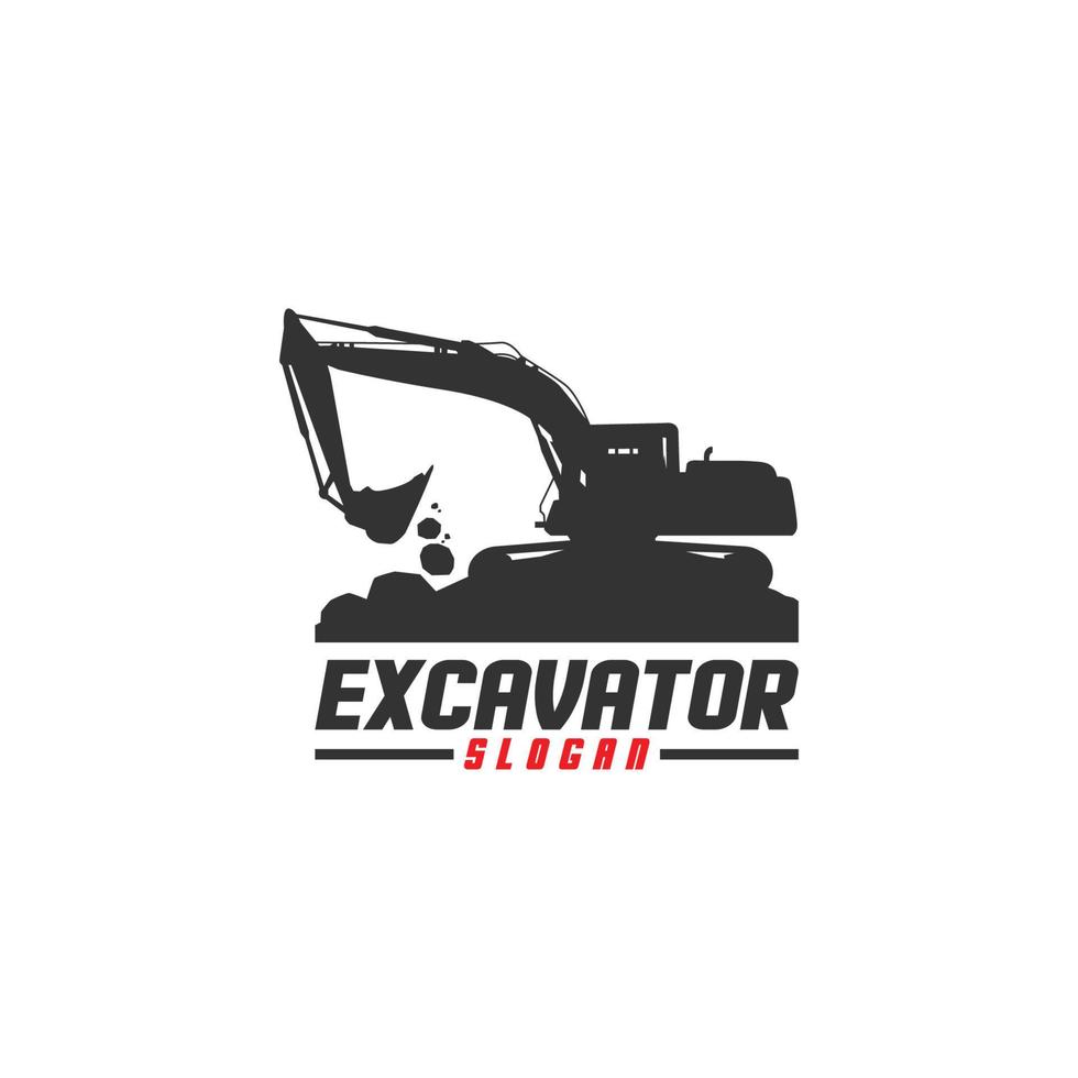 Excavator logo template, heavy equipment for construction logo vector