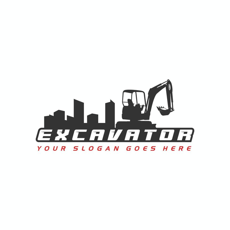 Excavator logo template, heavy equipment for construction logo vector