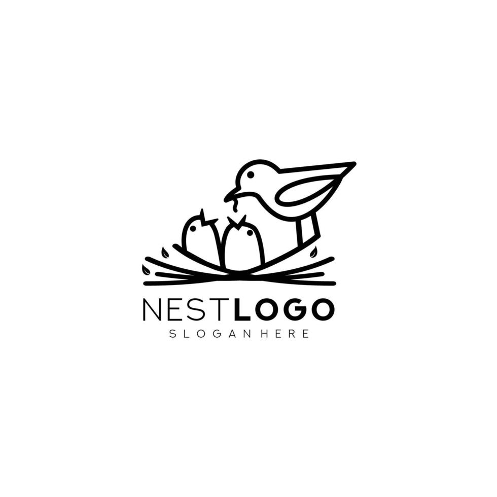 Ilustración de vector de plantilla de diseño de logotipo de nido de pájaro