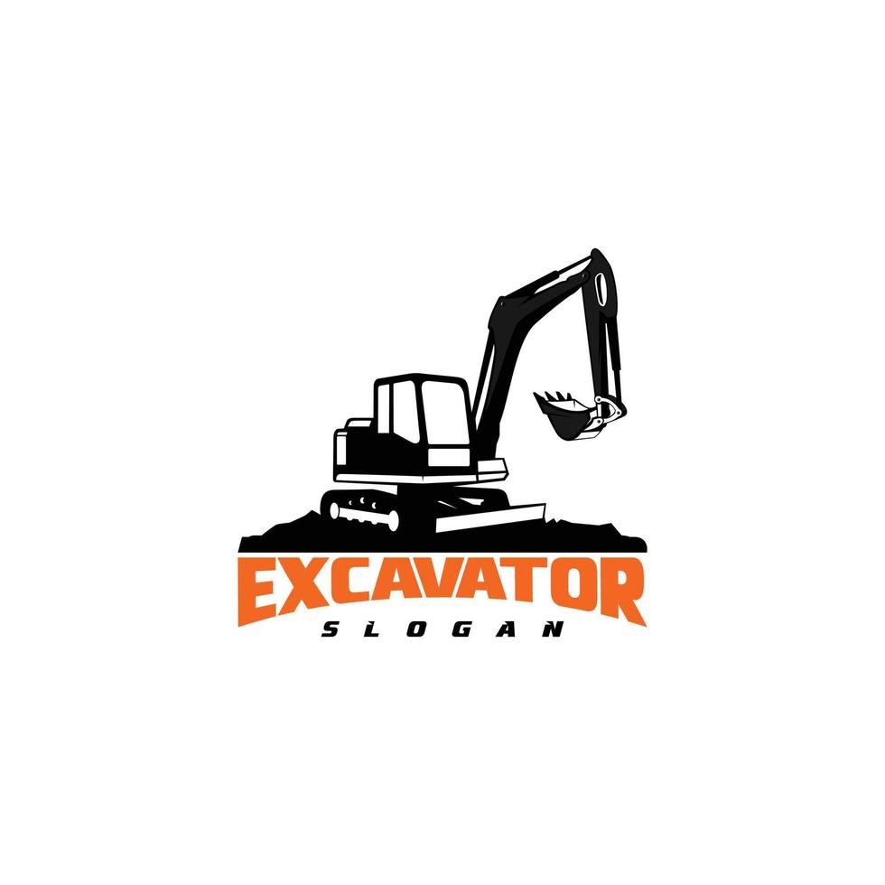 Excavator logo template, heavy equipment for construction logo vector