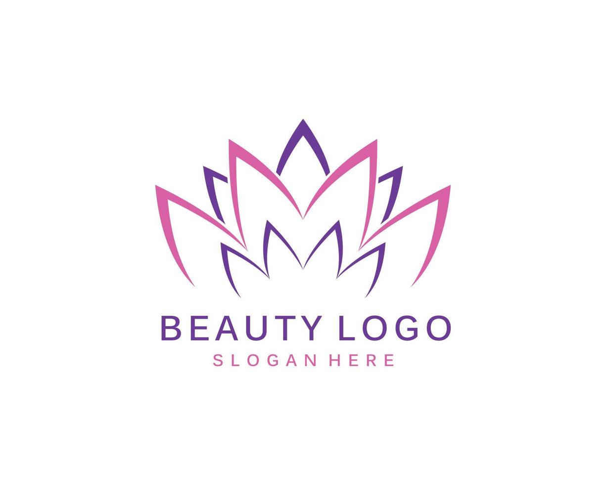 logotipo de flor de loto. plantilla de diseño vectorial de iconos de loto sobre fondo oscuro y rosa en estilo plano y de contorno con efecto dorado para eco, belleza, spa, yoga, empresas médicas. vector