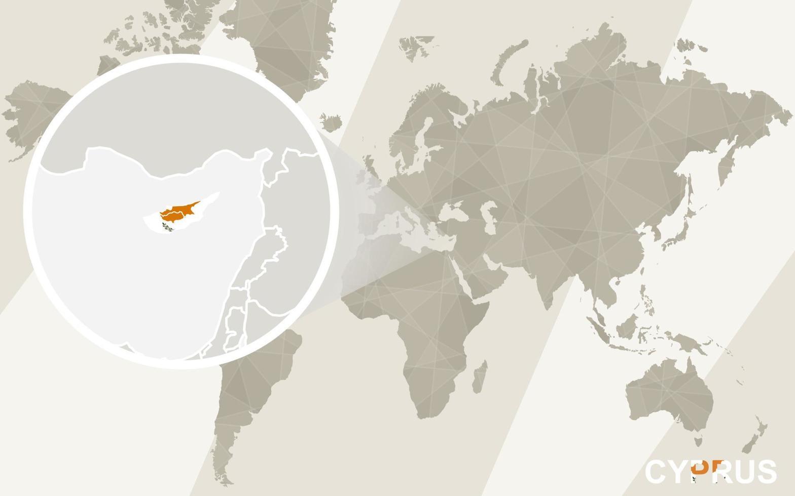 Zoom on Cyprus Map and Flag. World Map. vector