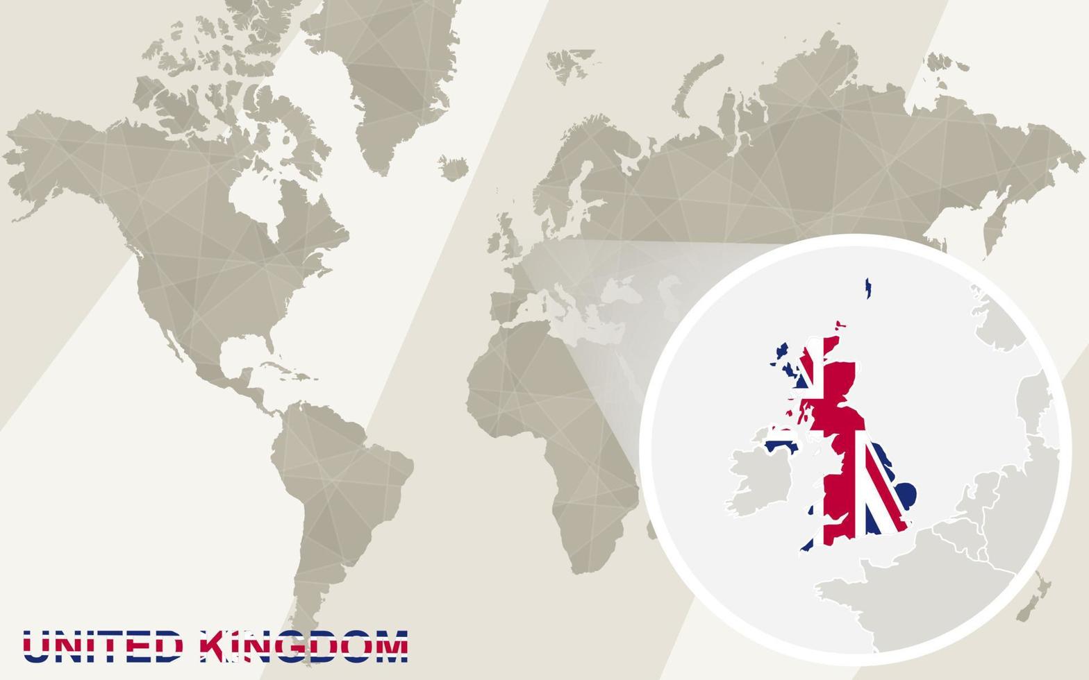 Zoom on United Kingdom Map and Flag. World Map. vector