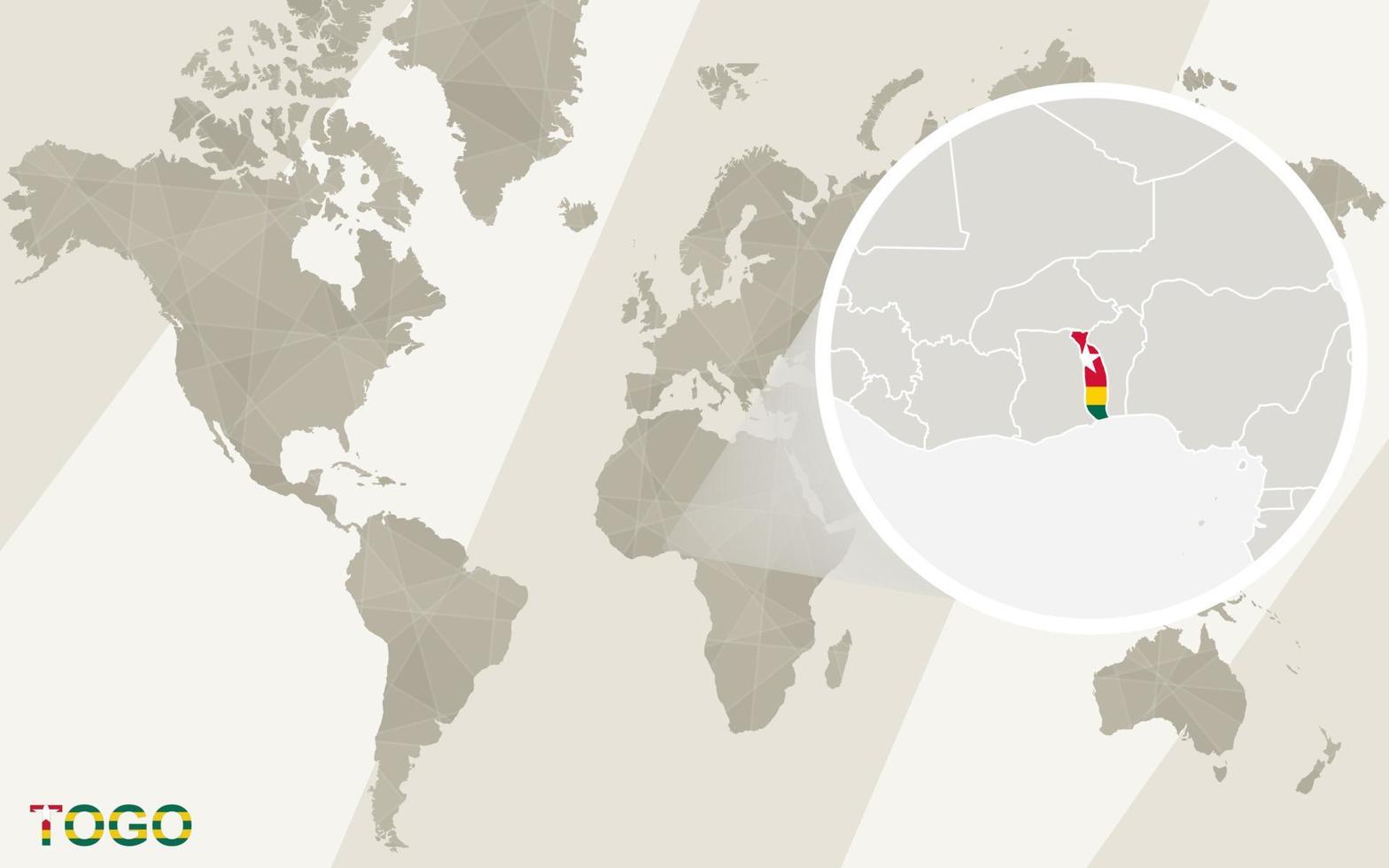 zoom en el mapa y la bandera de togo. mapa del mundo. vector