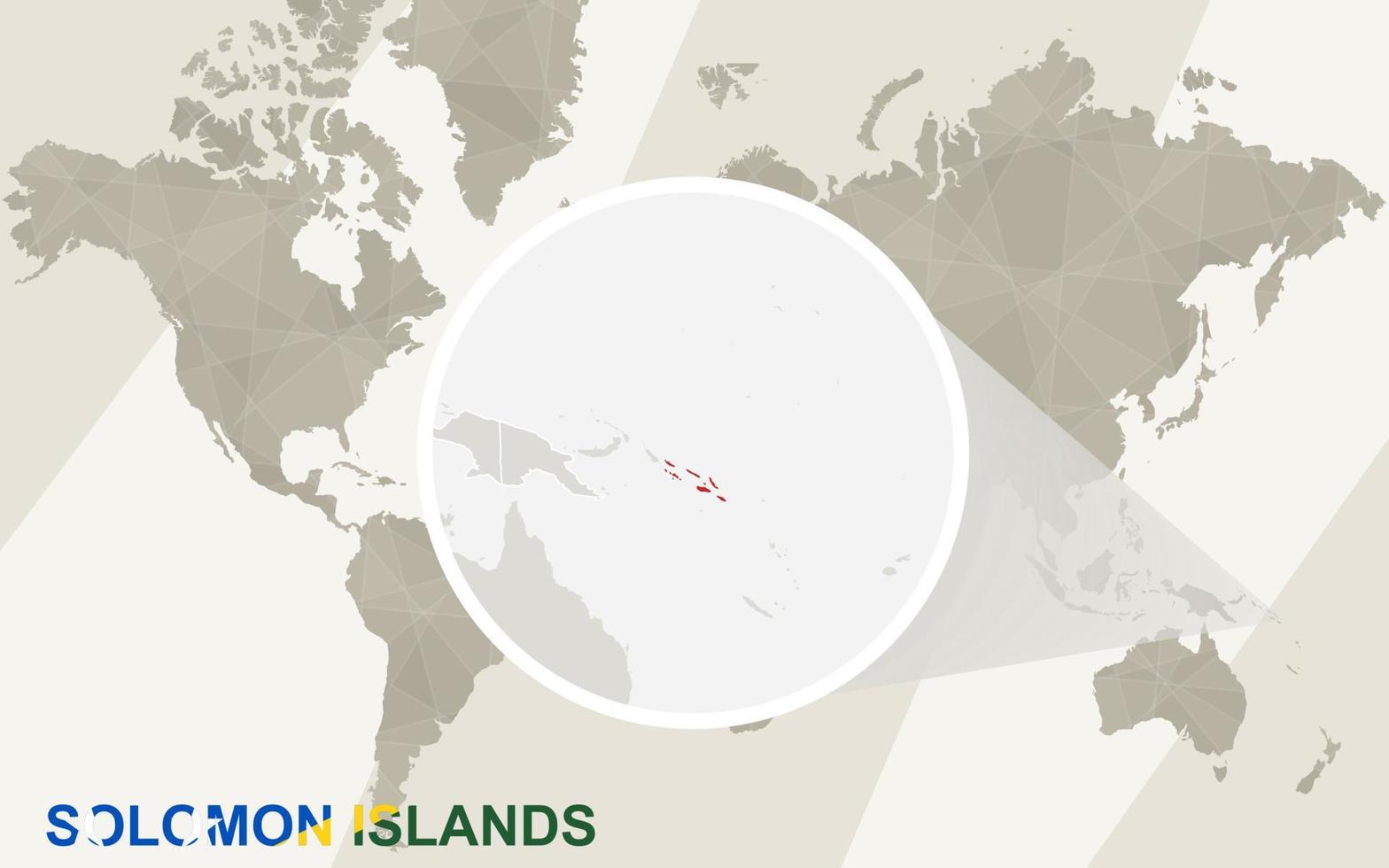 Zoom on Solomon Islands Map and Flag. World Map. vector