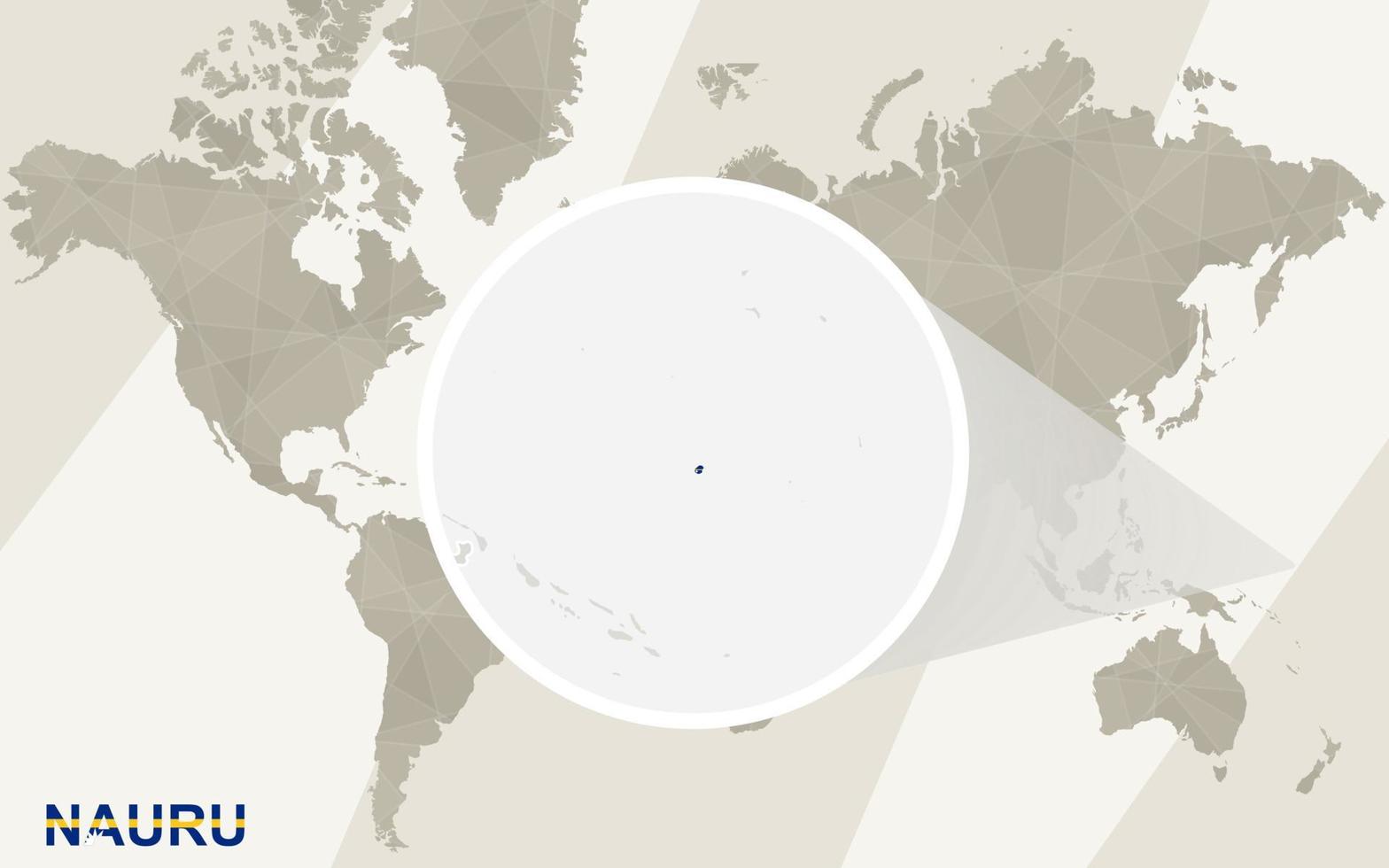 zoom en el mapa y la bandera de nauru. mapa del mundo. vector