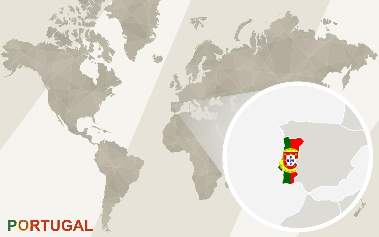 Zoom on Portugal Map and Flag. World Map. 10236063 Vector Art at