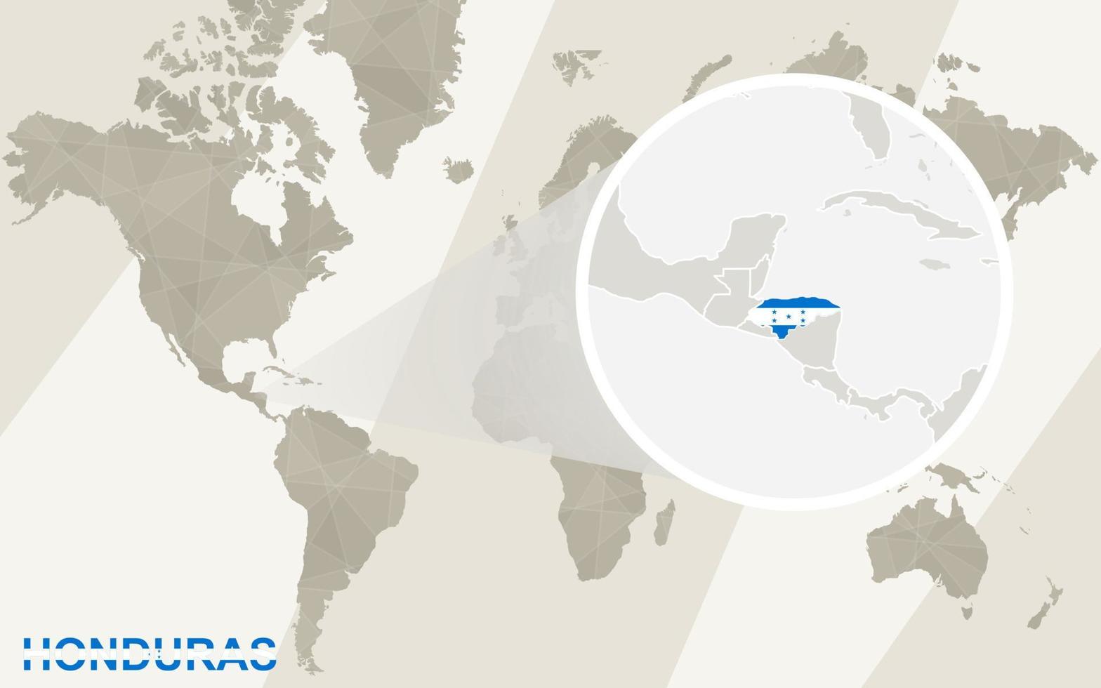 Zoom on Honduras Map and Flag. World Map. vector