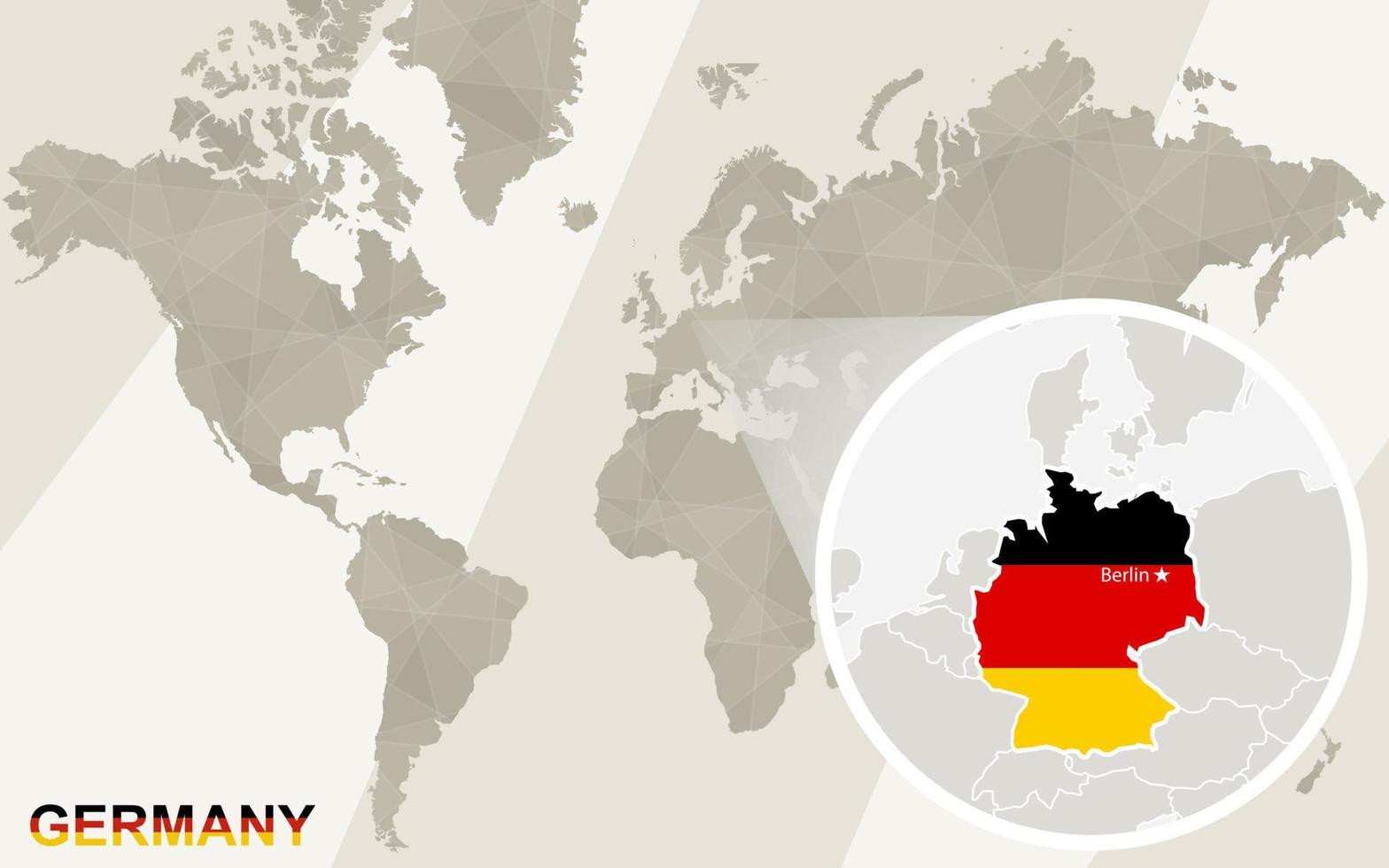 Zoom on Germany Map and Flag. World Map. vector