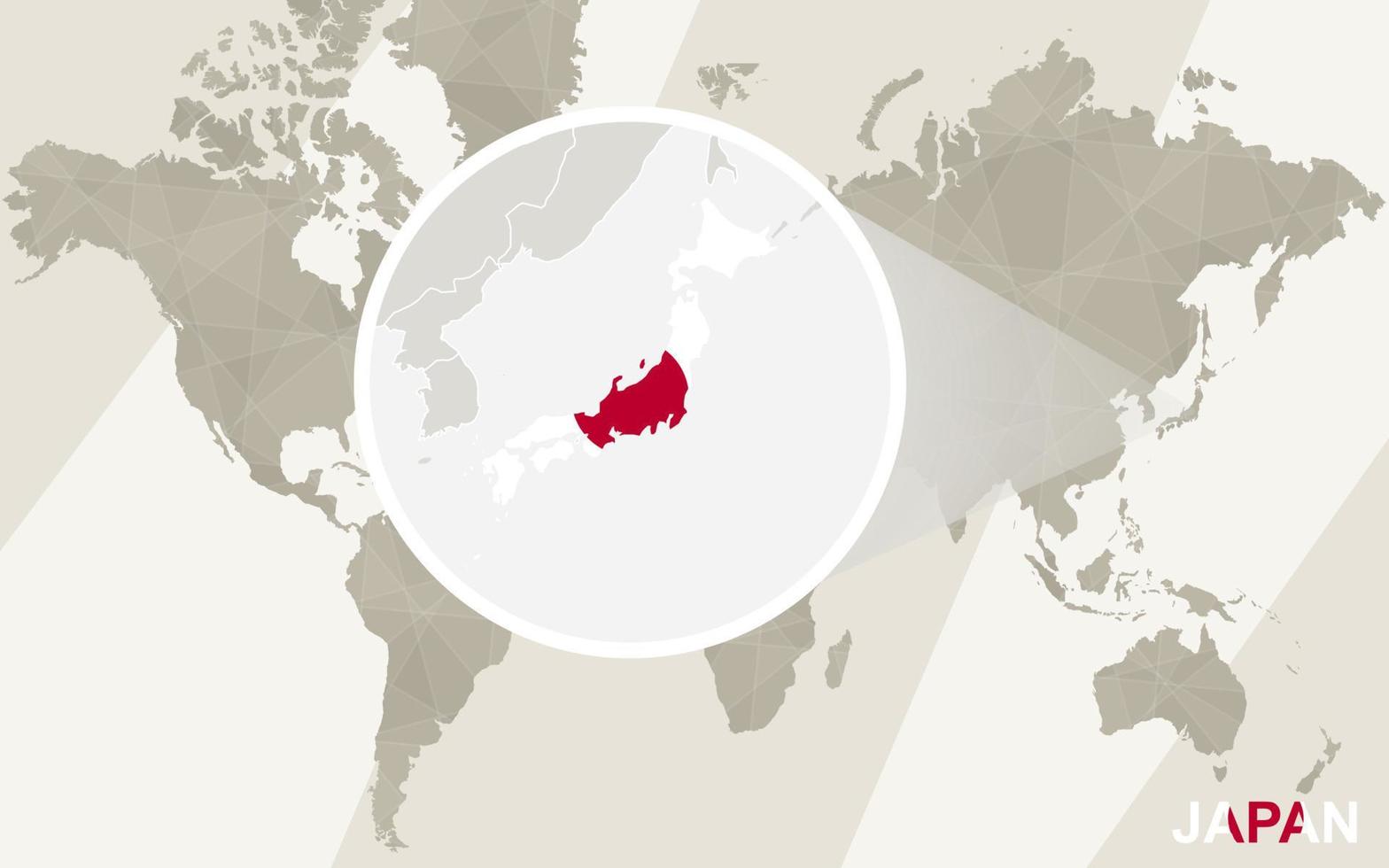 Zoom on Japan Map and Flag. World Map. vector