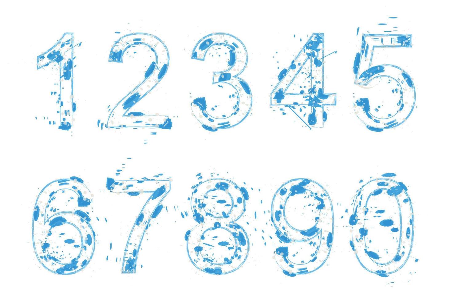 número vectorial establecido en estilo grungy, números abstractos del 0 al 9. vector