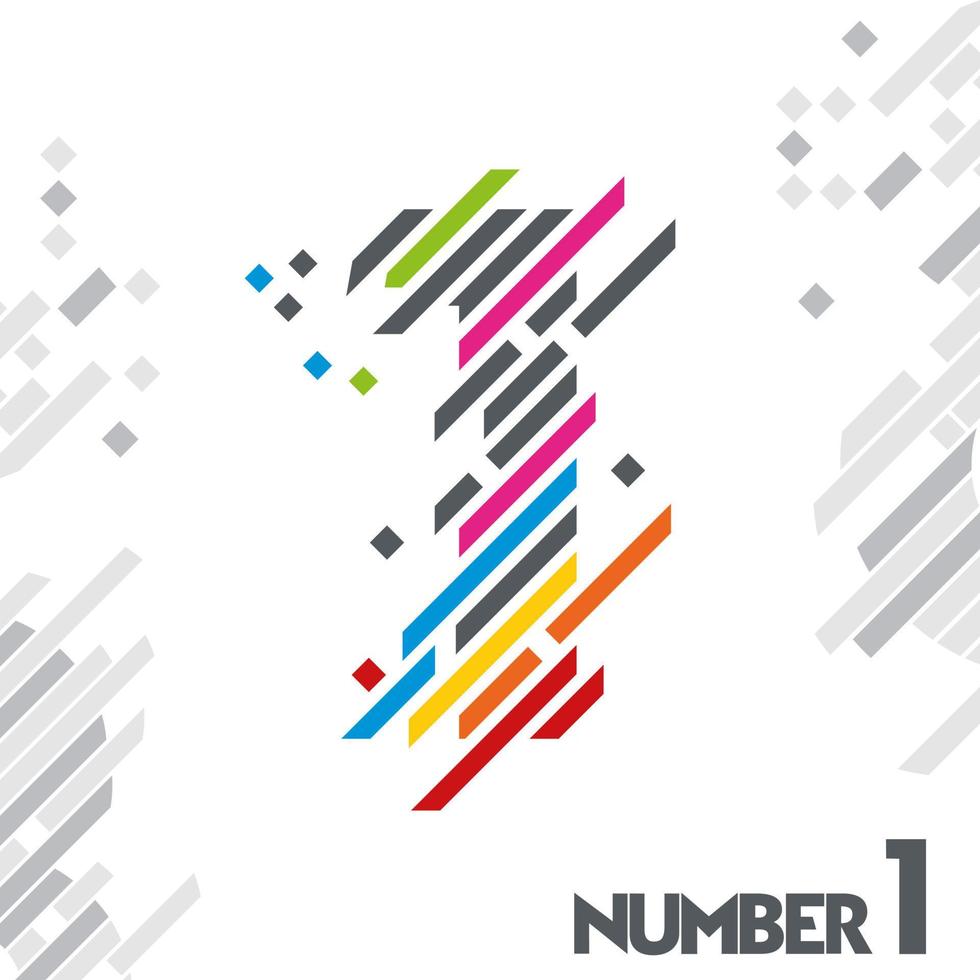 number 1 with unique color line design vector