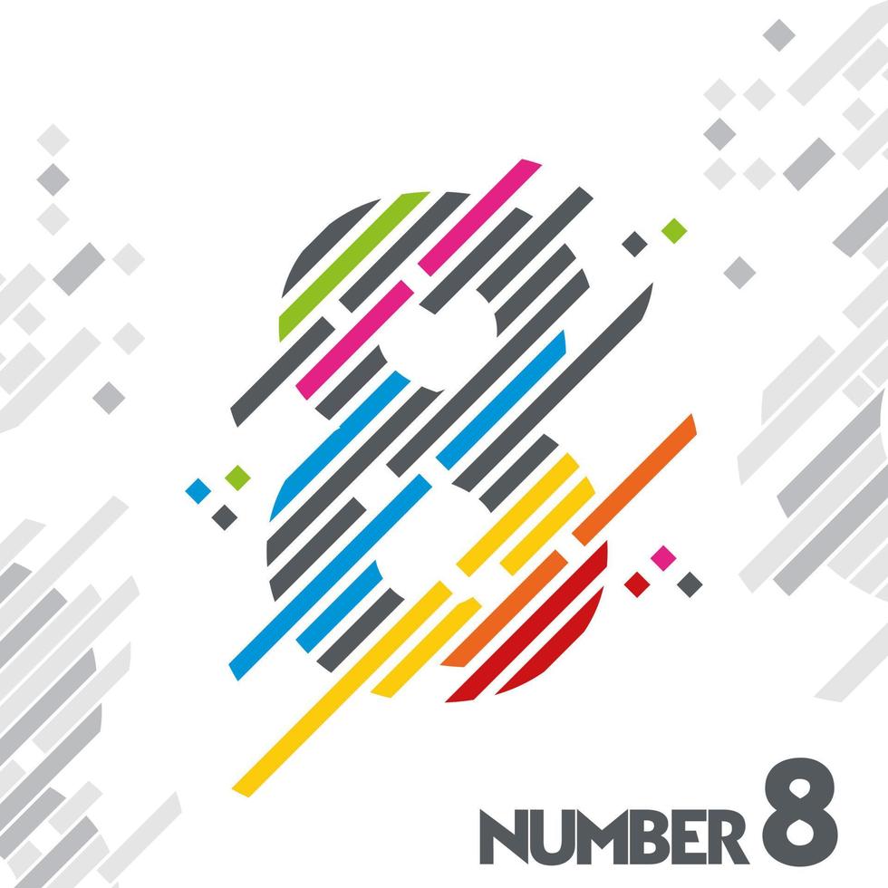 number 8 with unique color line design vector