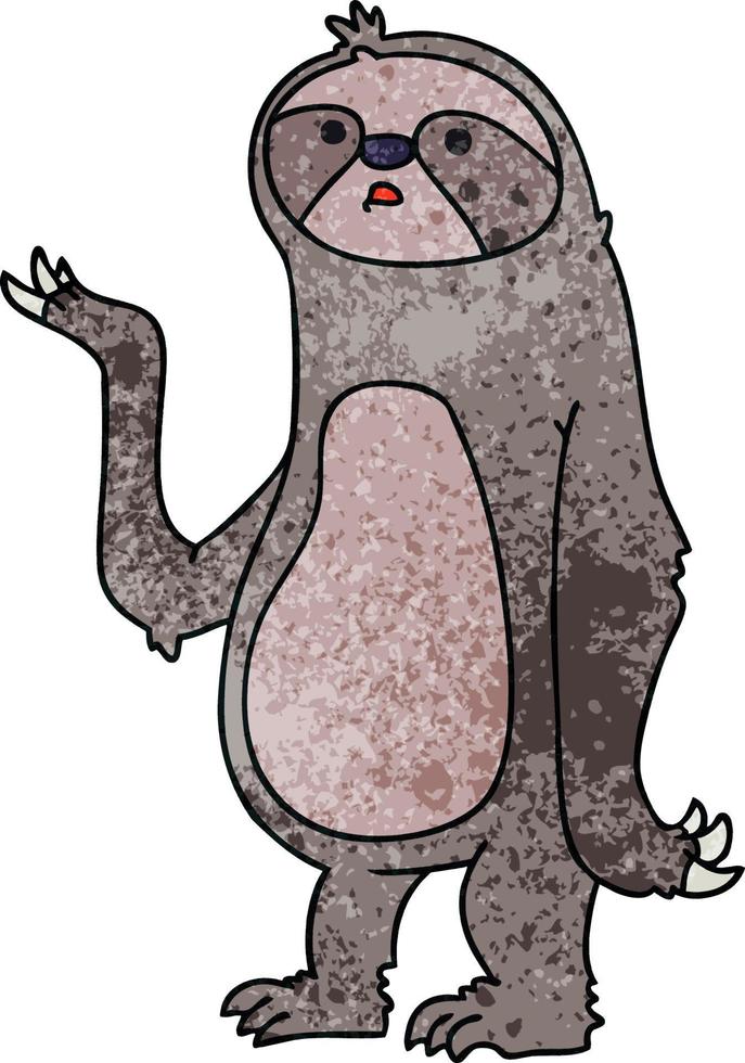 quirky hand drawn cartoon sloth vector