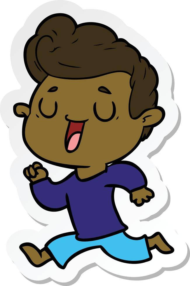 sticker of a happy cartoon man vector