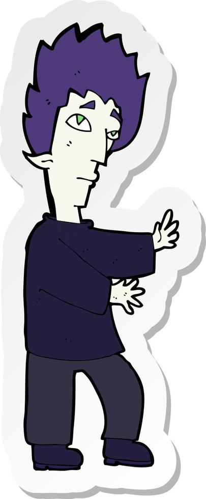 sticker of a cartoon vampire vector