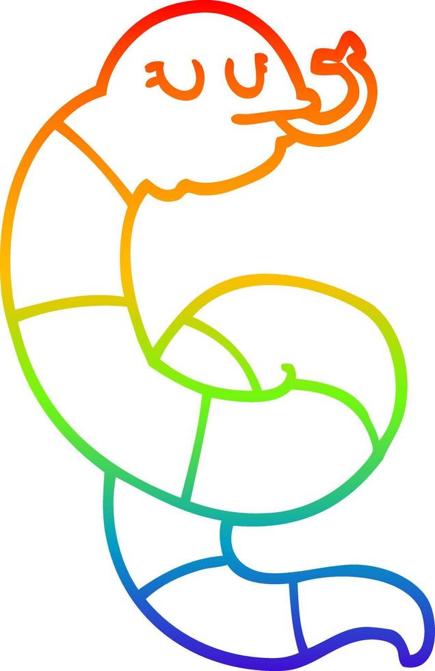 rainbow gradient line drawing cartoon poisonous snake vector