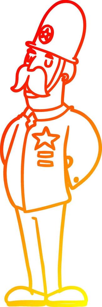 warm gradient line drawing cartoon policeman vector