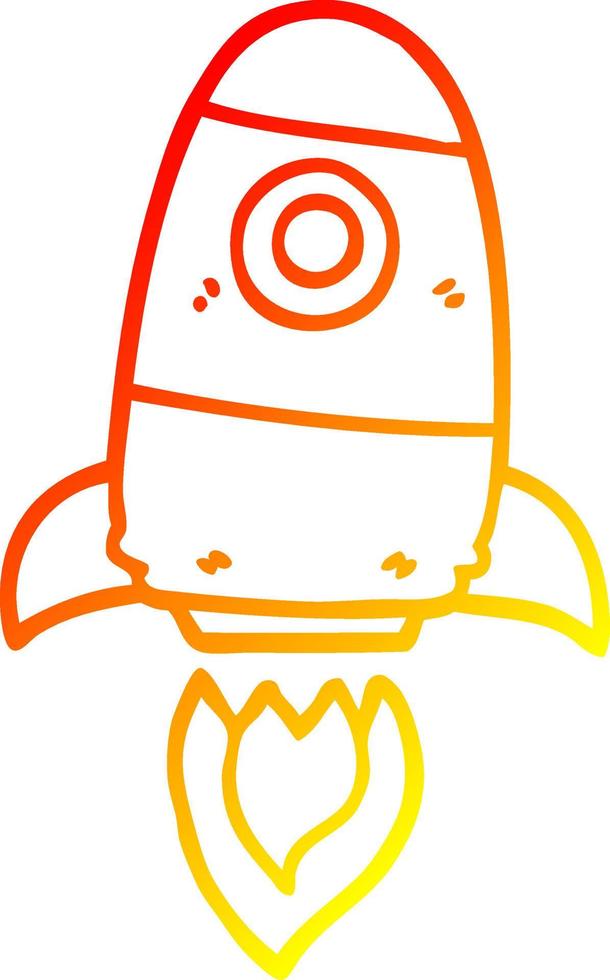 warm gradient line drawing cartoon space rocket vector