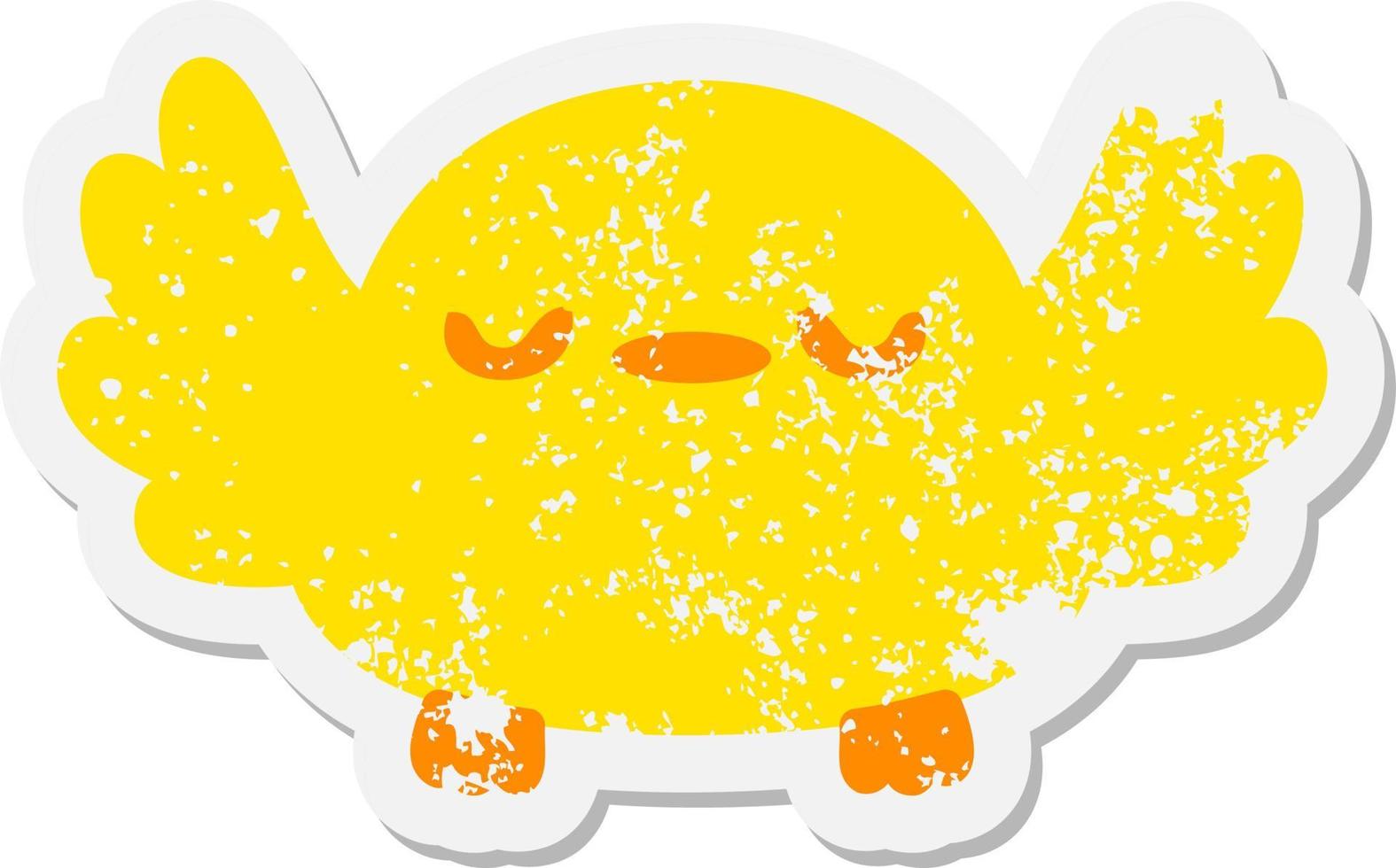 cute cartoon baby bird grunge sticker vector